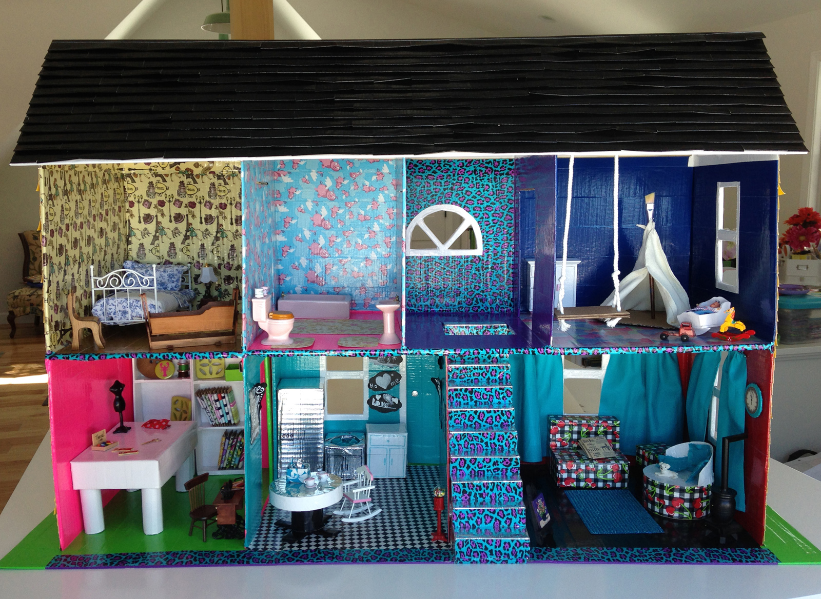 The Best Blogger Crafts: Funky DIY Doll House with Duck Tape - FaveCrafts